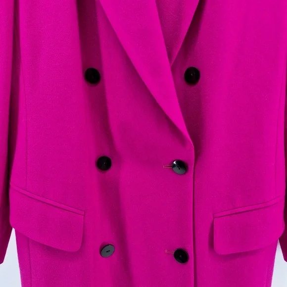 Vtg Classiques Entier Womens Pink Double Breasted Wool Blazer Oversized Size XL - Picture 4 of 13